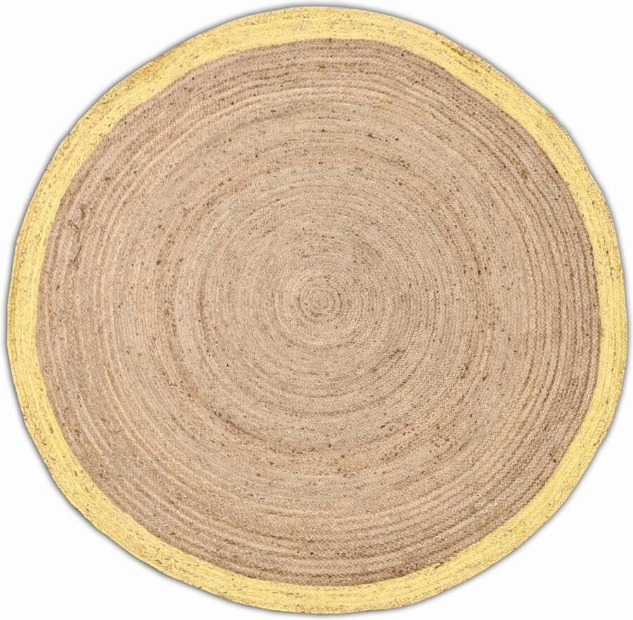 Velaar Vloerkleed Jaipur Jute Rond Tapijt 100% Jute Beige Geel 200 CM ROND