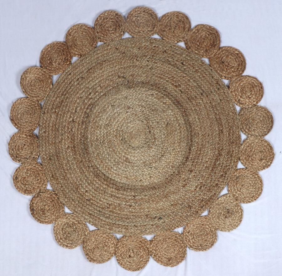 Velaar Vloerkleed Jaipur Jute Rond Tapijt 100% Jute Natur 120 CM ROND