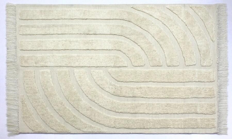 Velaar Crafted for Royality Outlet Japandi Design 100% Wol Vloerkleed Effen Creme 160x230 CM - Foto 2