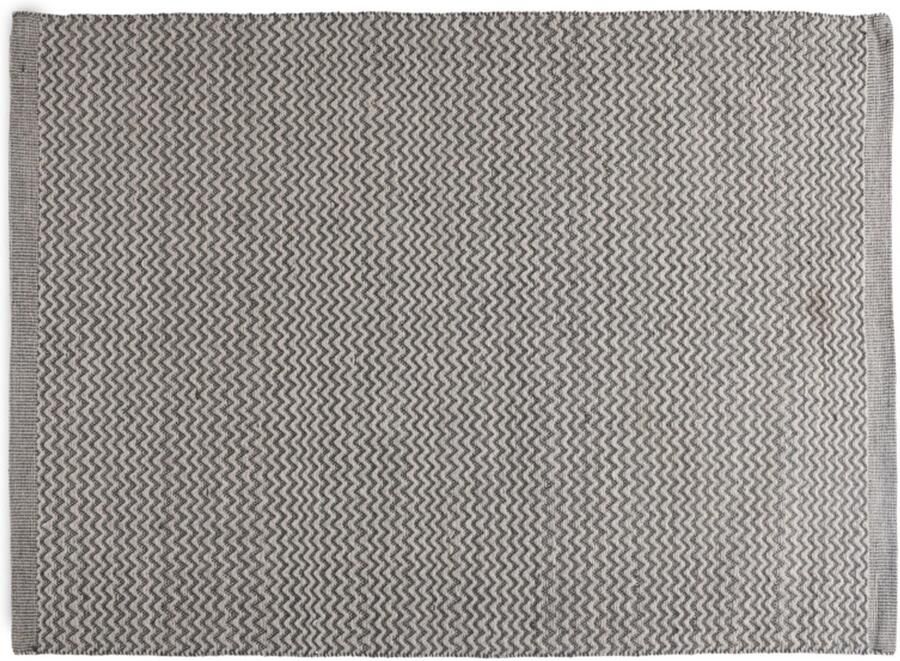 Velaar Vloerkleed Shelly Zigzag – 100% Wol Laagpolig Tapijt Grijs 160x230 CM