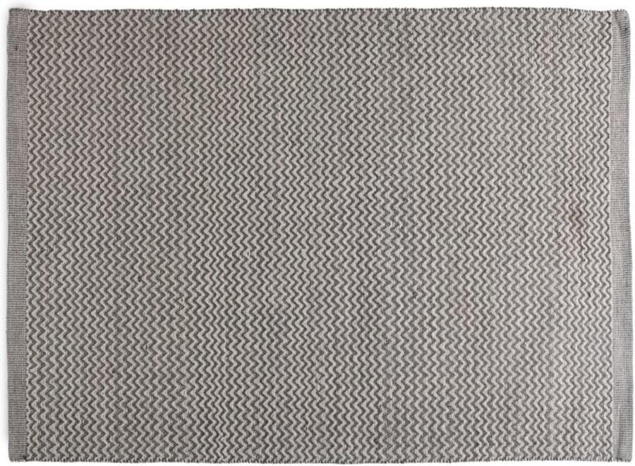 Velaar Vloerkleed Shelly Zigzag – 100% Wol Laagpolig Tapijt Grijs 190x290 CM