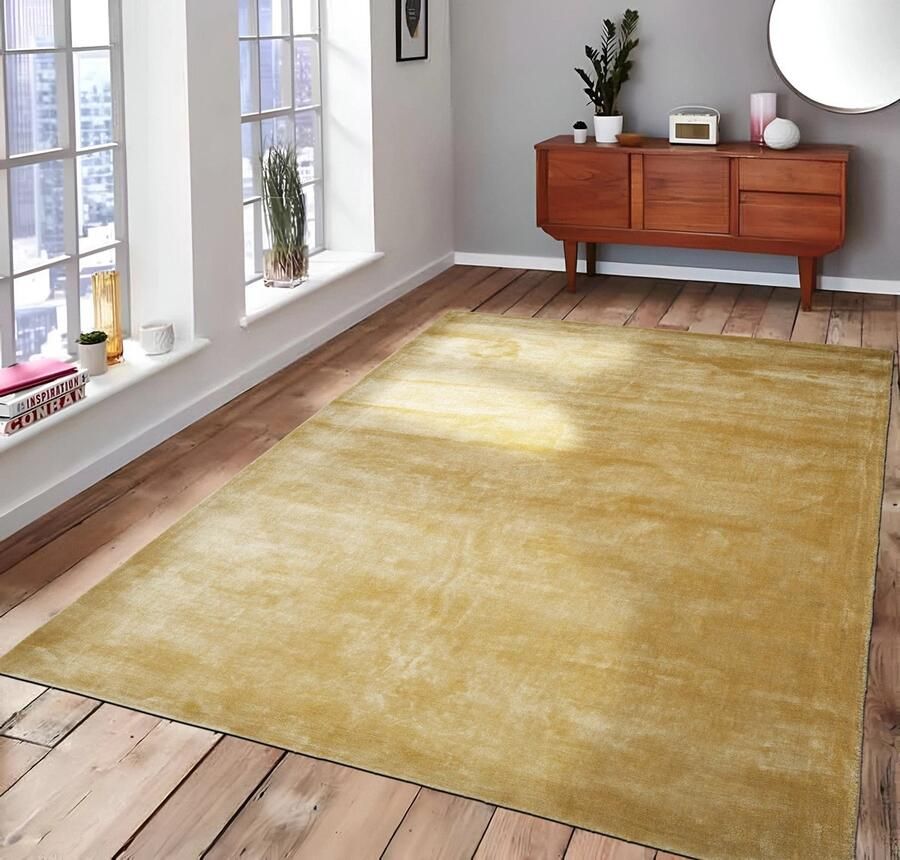 Velaar Vloerkleed Vanessa Goud – Luxe Viscose Laagpolig Modern Tapijt 160x230 CM