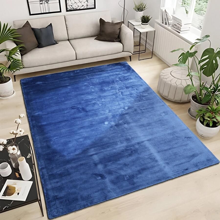 Velaar Vloerkleed Vanessa Navy Blauw – Luxe Viscose Laagpolig Modern Tapijt 195x300 CM