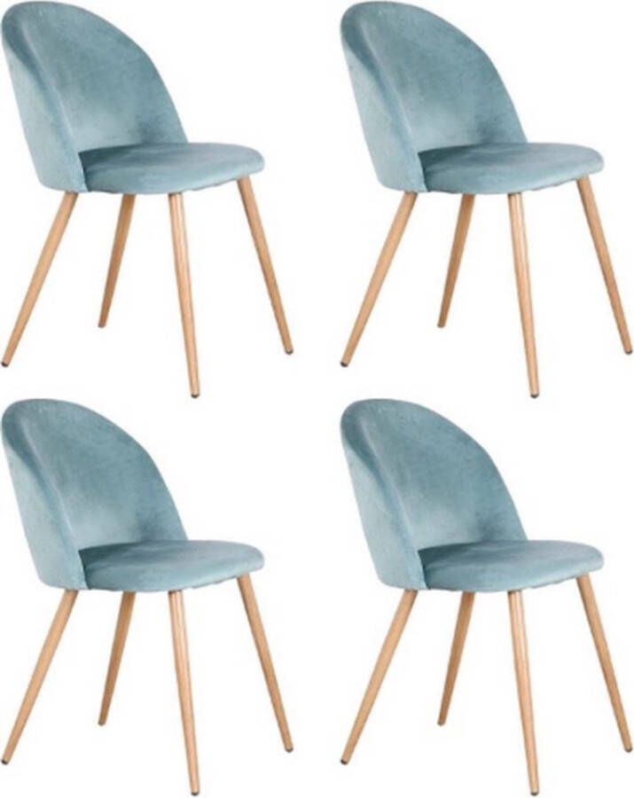 Velox Eetkamer Stoelen Fluweel Hout Keuken Stoelen Woonkamer Stoelen Suede Look Groen 4 Stuks