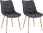 Velox Eetkamerstoelen Velvet Set van 2 Ergonomisch & Comfortabel Eetkamerstoel voor Eettafel 46.5x42x82 cm Grijs - Thumbnail 2
