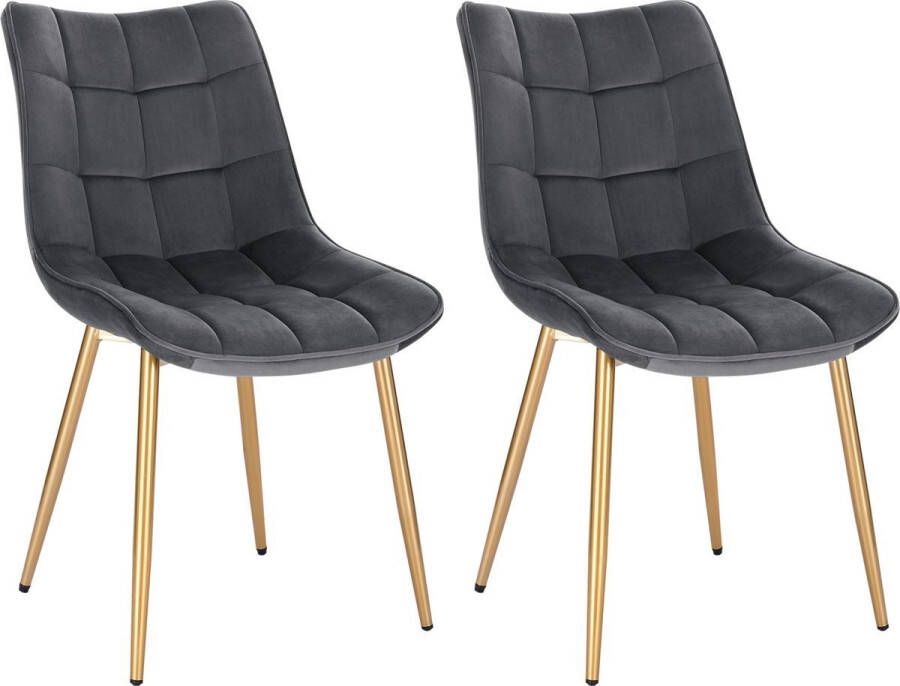Velox Eetkamerstoelen Velvet Set van 2 Ergonomisch & Comfortabel Eetkamerstoel voor Eettafel 46.5x42x82 cm Grijs