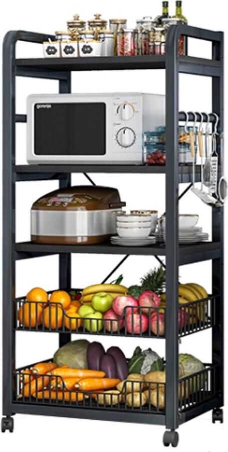 Velox Goods Keukenplanken Stevig Opbergrek Magnetron Fruit Groente standaard voor Thuis Keuken Woonkamer Staand rek Keuken kast Keuken Organizer Keuken Opslag