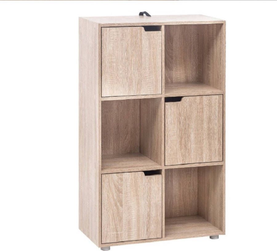 Velox Houten Boekenkast Eiken Boekenkast Modern Boekenkast met Deuren Boekenkast Open 59.7x29.7x91cm Eiken