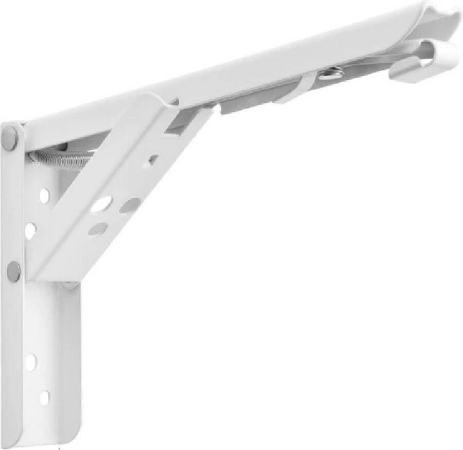Velox Inklapbare Plankdrager Opvouwbare Houder voor Wandplank Tot 50 kg 2 Stuks RVS Metaal Wit 33 5 x 13 x 3 cm