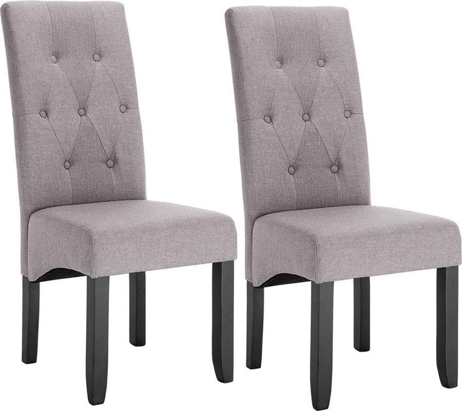 Velox Linnen Eetkamerstoelen met Hoge Rugleuning Set van 2 Eetkamerstoelen bij Eettafel 47x42x107 Lichtgrijs