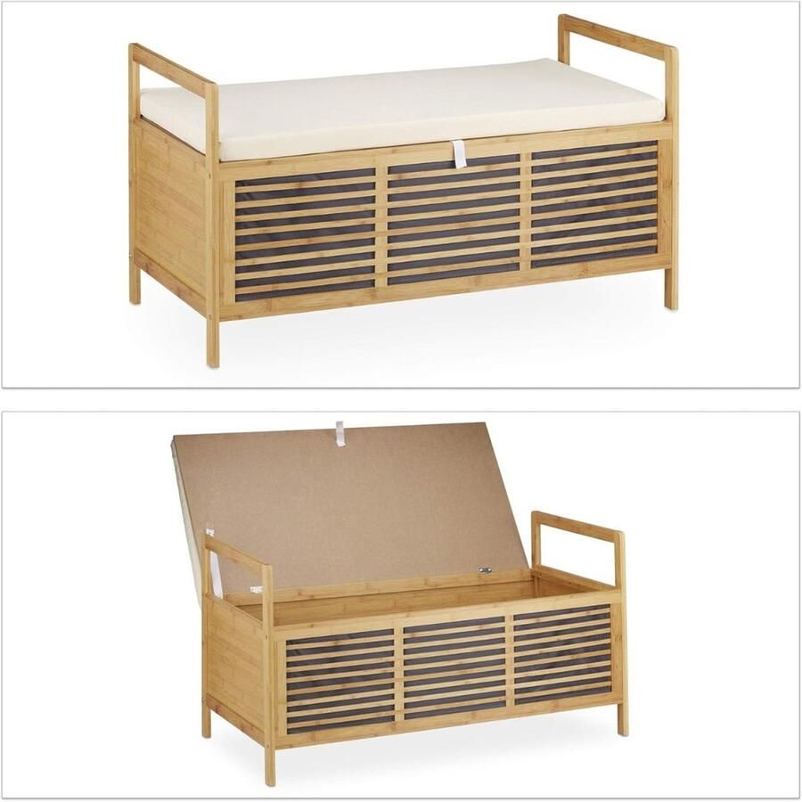 White-Label Klepbank Opbergbank Woonkamer Dekenkist voor Slaapkamer Natuurlijk