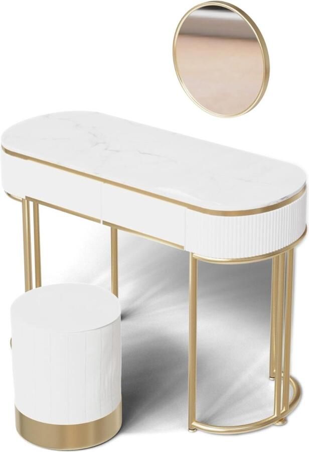 VELTRR Veltro Make up Tafel Kaptafel met Spiegel Hollywood Spiegel Hout Wit