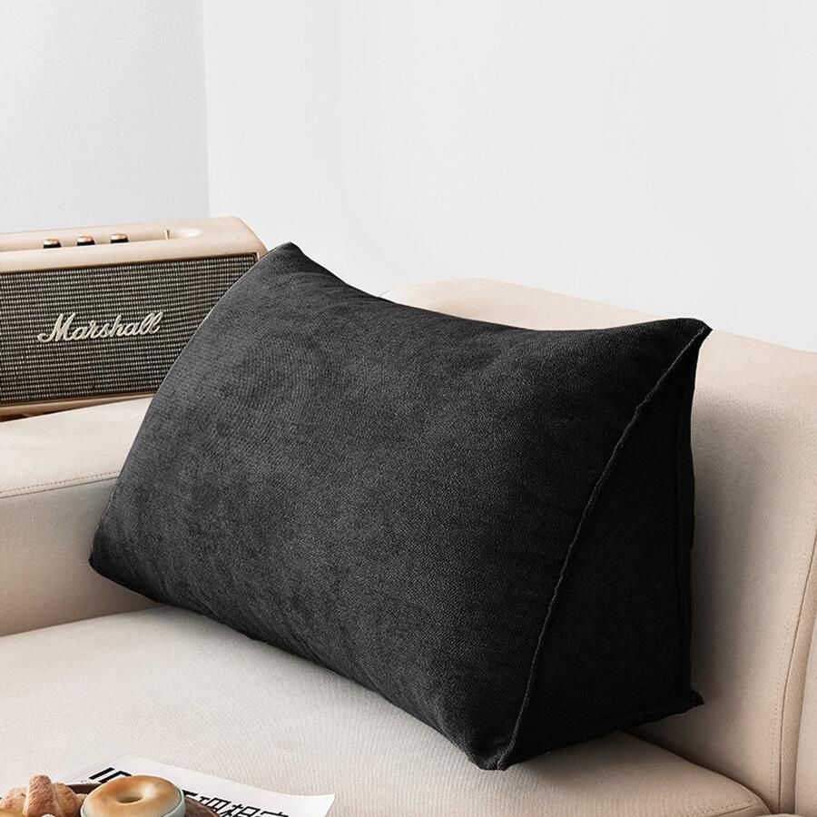 Venkuber Bank kussen 60x35x20 cm Bed kussen Rugsteun Driehoekige steun Wasbare hoes Geschikt voor bed bank en leeshoek (Zwart)