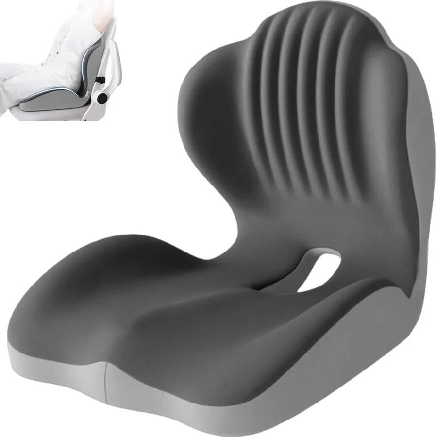 Venkuber Ergonomisch zitkussen met lendensteun multifunctioneel orthopedisch zitkussen voor bureaustoel auto eetkamerstoel vrachtwagen Grijs