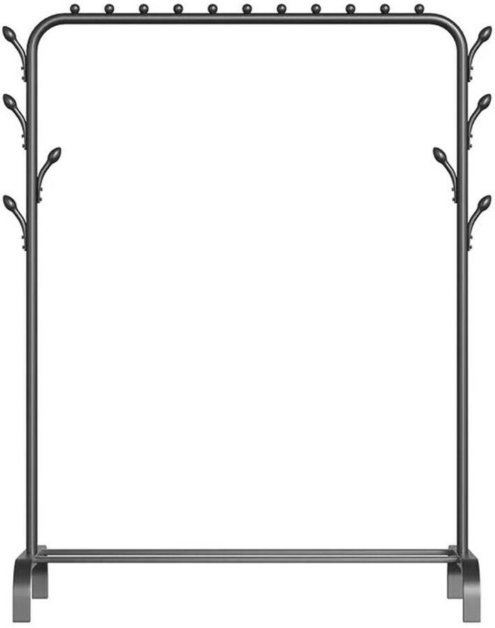 Venori Kledingrek dressboy kleding organizer Met schoenenrek Met kapstok 105x43x154 cm Metaal Zwart