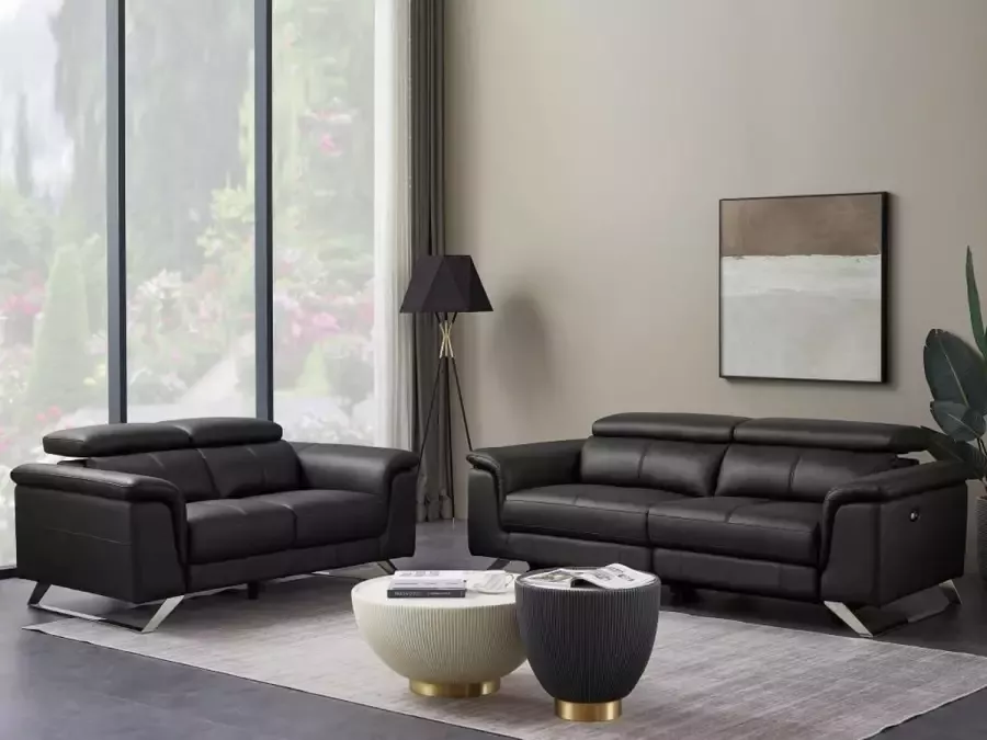 Vente-unique 2 zitsbank van zwarte koeienhuid BREYT II L 170 cm x H 77 cm x D 108 cm