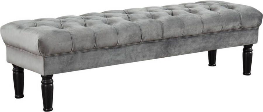 Vente-unique Bankje voor voeteneinde bed RINALDO Grijs fluweel L 160 cm x H 46 cm x D 50 cm - Foto 1