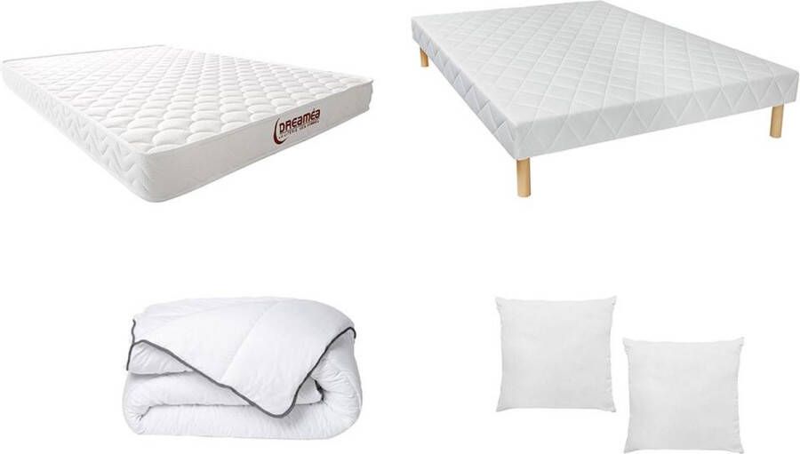 Vente-unique Bedset 140 x 190 cm Gewatteerde bedbodem + schuimmatras + dekbed + 2 hoofdkussen PELOPS L 240 cm x H 30 cm x D 220 cm