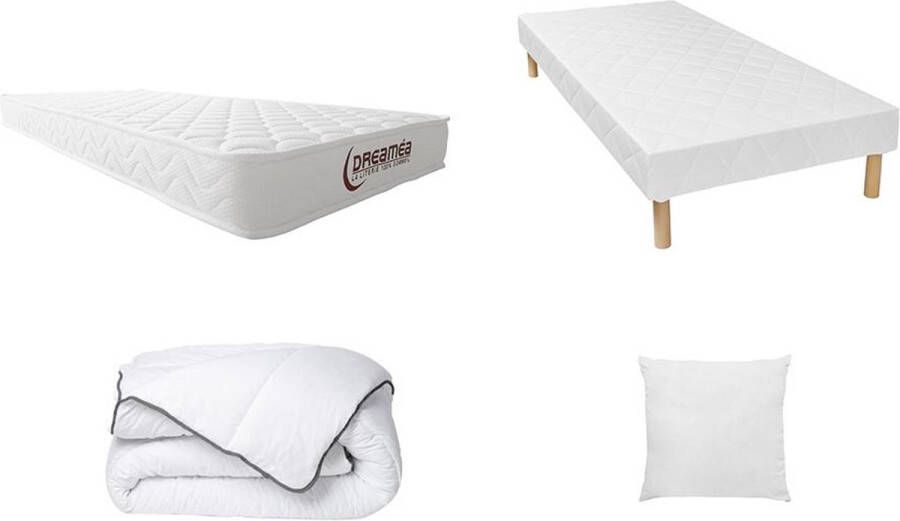 Vente-unique Bedset 90 x 190 cm Gewatteerde bedbodem + schuimmatras + dekbed + hoofdkussen PELOPS L 200 cm x H 30 cm x D 140 cm