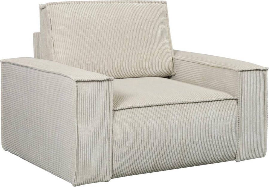 Vente-unique Beige fauteuil van ribfluweel AMELIA L 120 cm x H 85 cm x D 86 cm - Foto 2