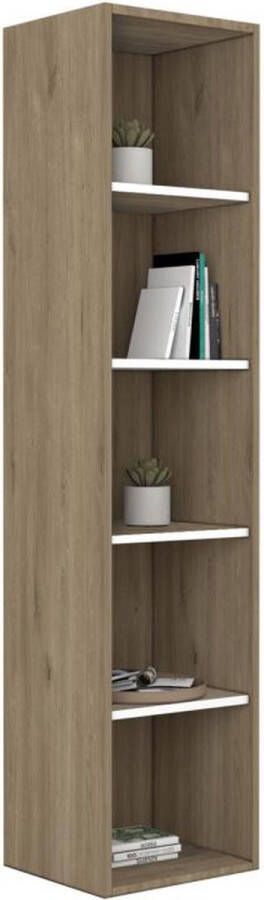 Vente-unique Boekenkast met 5 nissen Licht naturel en wit NAJELI L 50 cm x H 216 cm x D 44 cm