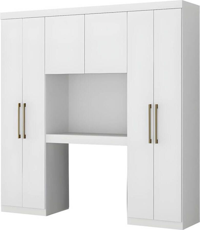 Vente-unique Brugkast ANTERO 6 deuren Met kast en opbergruimte L200 cm Wit L 200 cm x H 206 cm x D 46 cm
