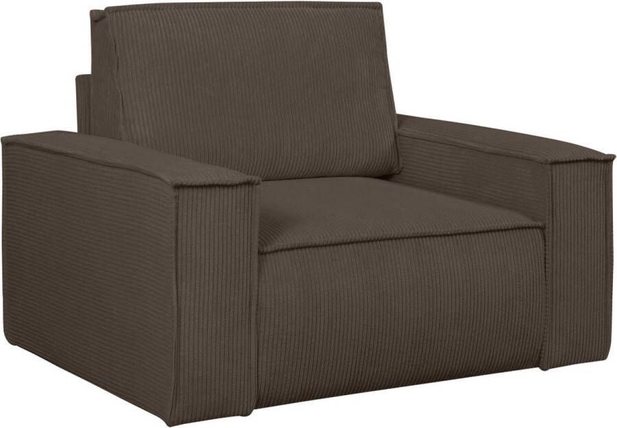 Vente-unique Bruine fauteuil van ribfluweel AMELIA L 120 cm x H 85 cm x D 86 cm - Foto 3