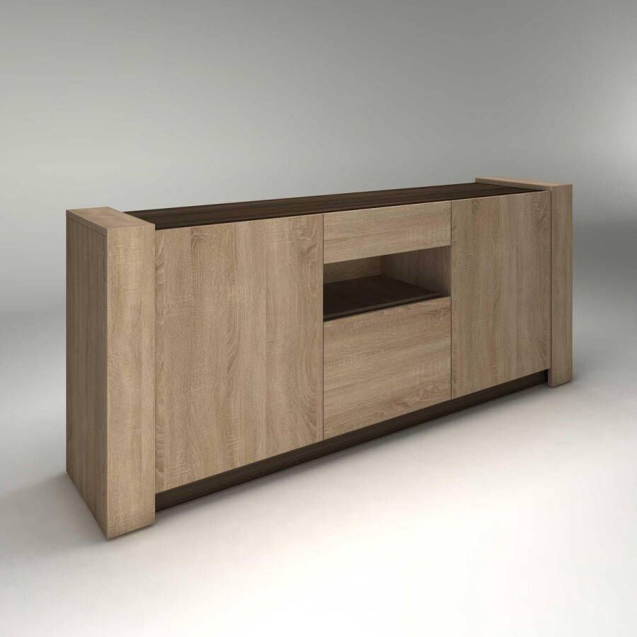Vente-unique Buffetkast SUMAI 3 deuren & 1 lade eiken en bruin