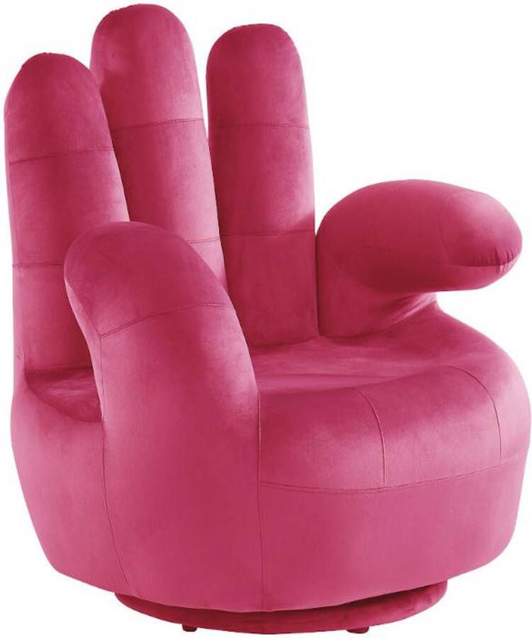 Vente-unique Draaibare fauteuil hand CATCHY van fluweel Fuchsia L 82 cm x H 89 cm x D 78 cm