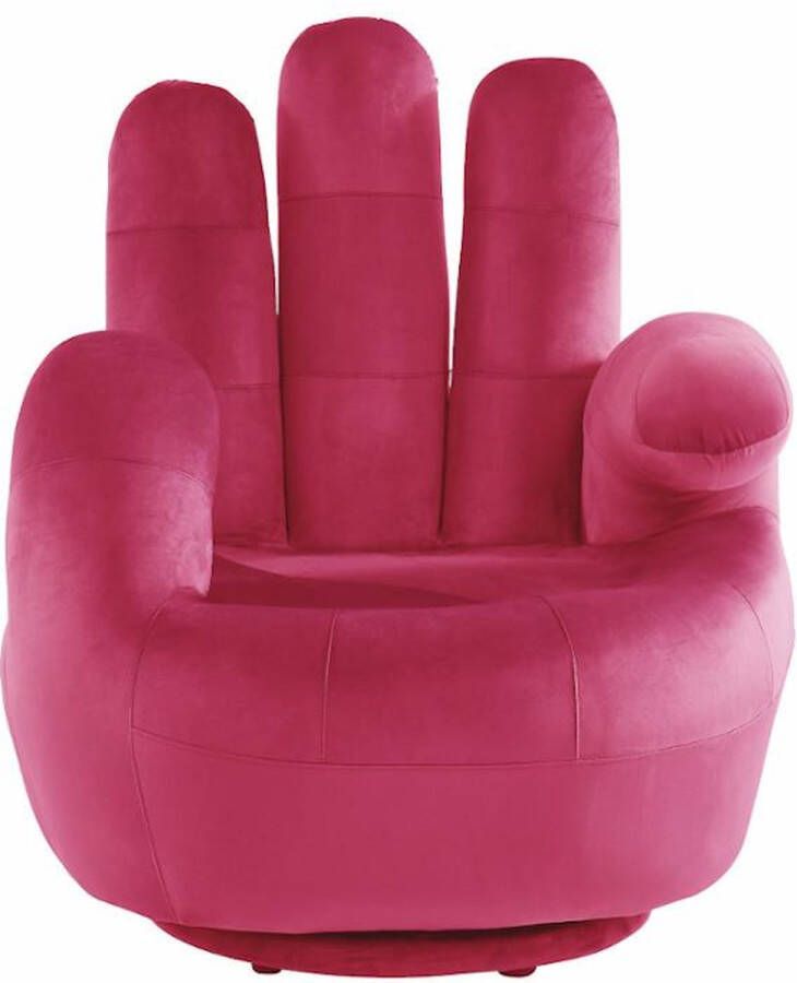 Vente-unique Draaibare fauteuil hand CATCHY van fluweel Fuchsia L 82 cm x H 89 cm x D 78 cm