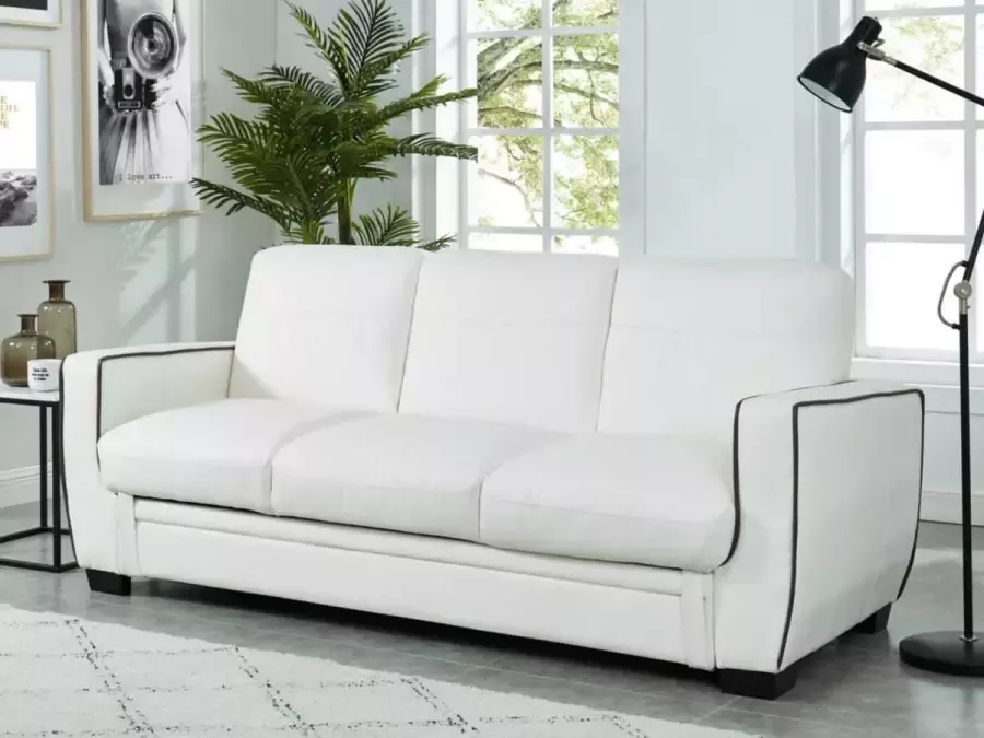 Driezits bedbank van kunstleer NATY Wit L 215 cm x H 91 cm x D 86 cm - Foto 3