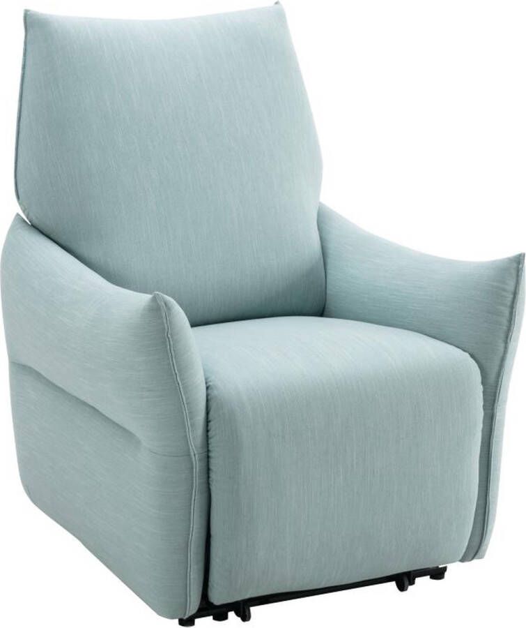 Vente-unique Elektrische relaxfauteuil in lichtblauwe stof MODOC L 105 cm x H 92 cm x D 87 cm