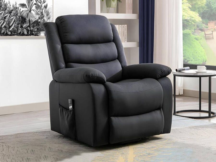 Vente-unique Elektrische relaxfauteuil van stof Antraciet NADINE L 94 cm x H 111 cm x D 86 cm