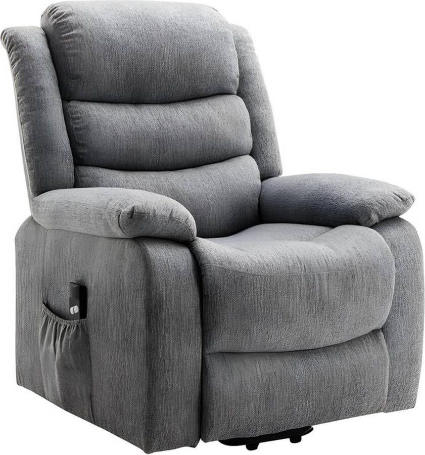 Vente-unique Elektrische relaxfauteuil van stof Grijs NADINE L 94 cm x H 111 cm x D 86 cm