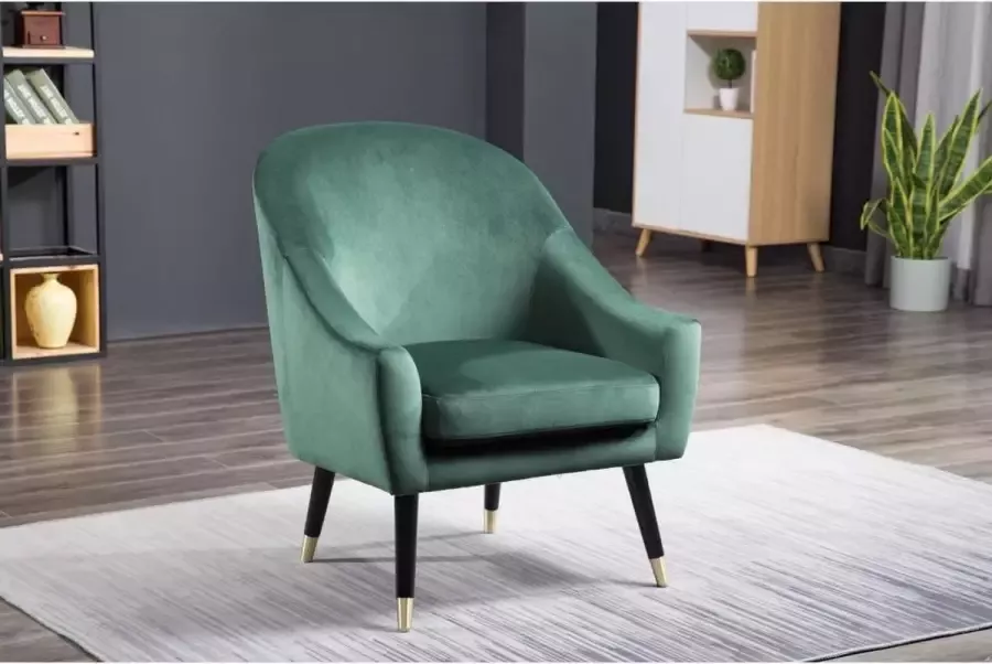 Fauteuil AZALEA van fluweel Spargroen L 74.5 cm x H 88.5 cm x D 77.5 cm