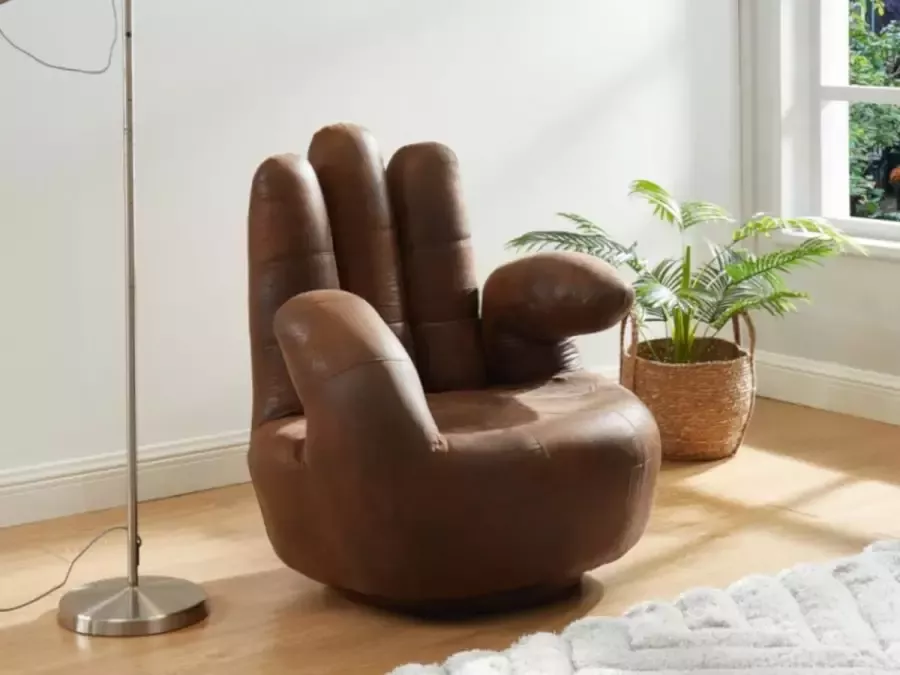 Vente-unique Fauteuil draaibaar CATCHY van microvezel met verouderd effect L 82 cm x H 89 cm x D 78 cm - Foto 3