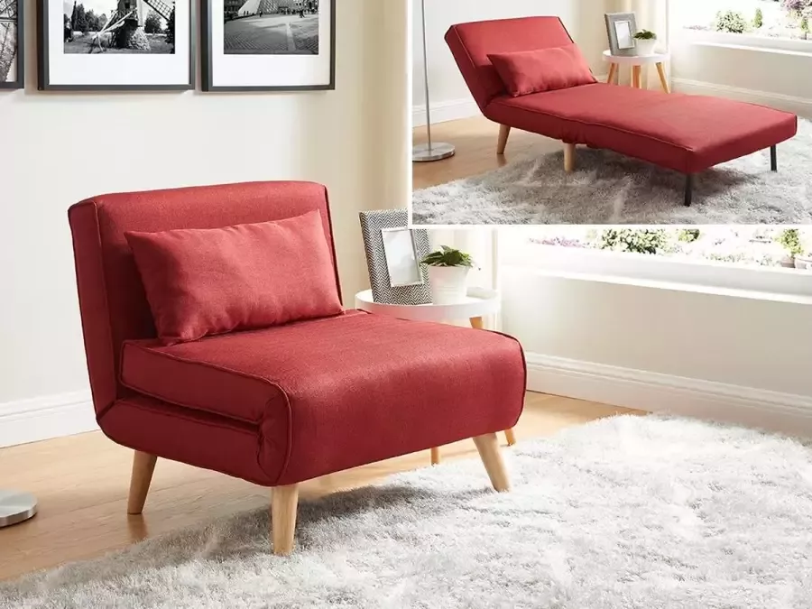 Vente-unique Fauteuil met bed optie POSIO van stof Rood L 74 cm x H 75 cm x D 78 cm - Foto 3
