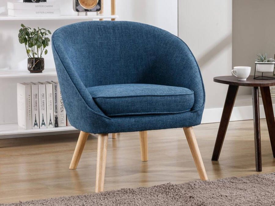 Vente-unique Fauteuil van blauwe stof LINDALE L 72 cm x H 77 cm x D 68 cm - Foto 2