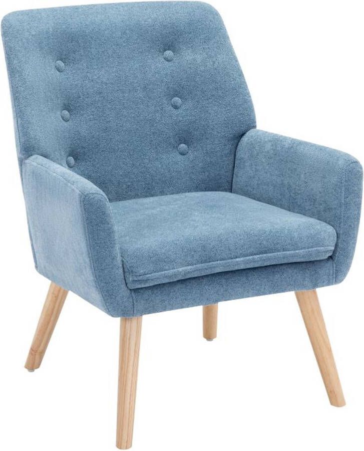 Vente-unique Fauteuil van blauwe stof SERINO L 65 cm x H 79 cm x D 68 cm - Foto 1