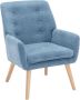 Vente-unique Fauteuil van blauwe stof SERINO L 65 cm x H 79 cm x D 68 cm - Thumbnail 1