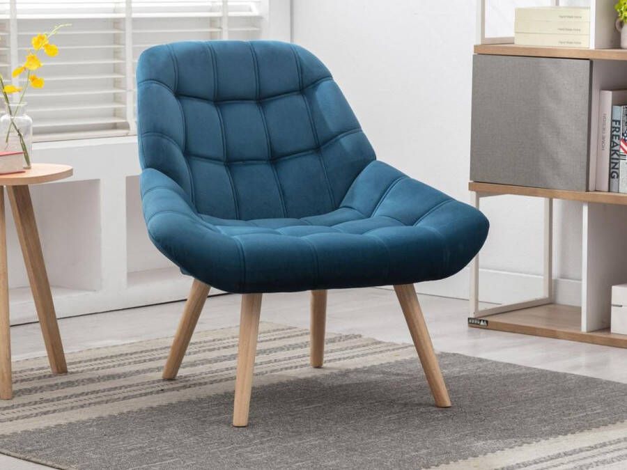 Vente-unique Fauteuil van blauwgroen fluweel LUOSTO L 87 cm x H 83 cm x D 79 cm - Foto 3