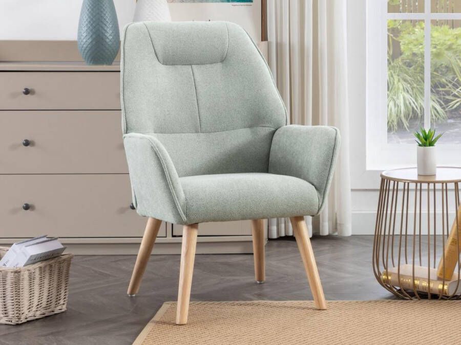 Vente-unique Fauteuil van blauwgroene stof OSIMO L 62 cm x H 92 cm x D 71 cm