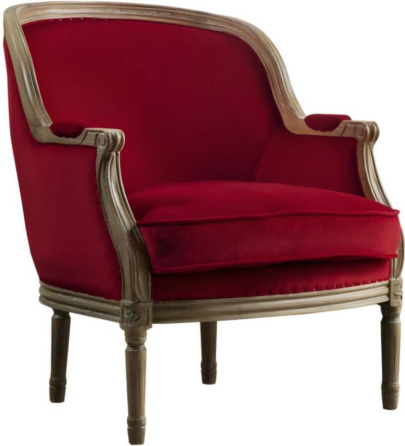 Vente-unique Fauteuil van fluweel ALIENOR – Rood L 72 cm x H 89.5 cm x D 78 cm - Foto 1