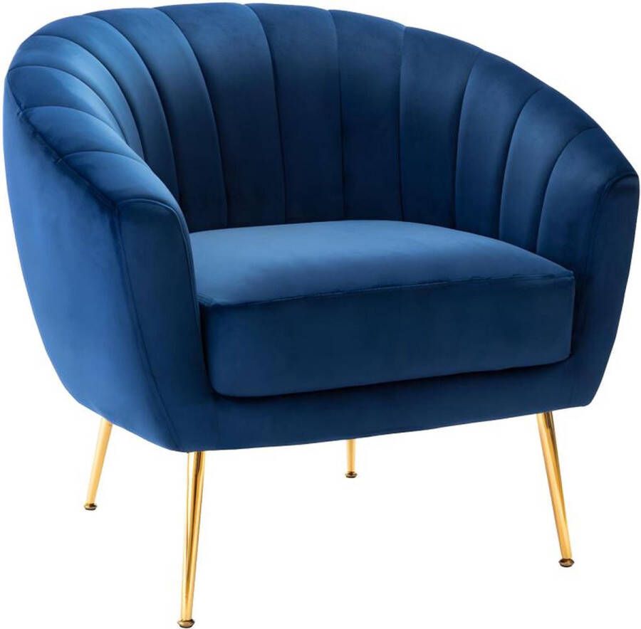 Vente-unique Fauteuil van fluweel PABLITO Nachtblauw L 87 cm x H 79 cm x D 73 cm