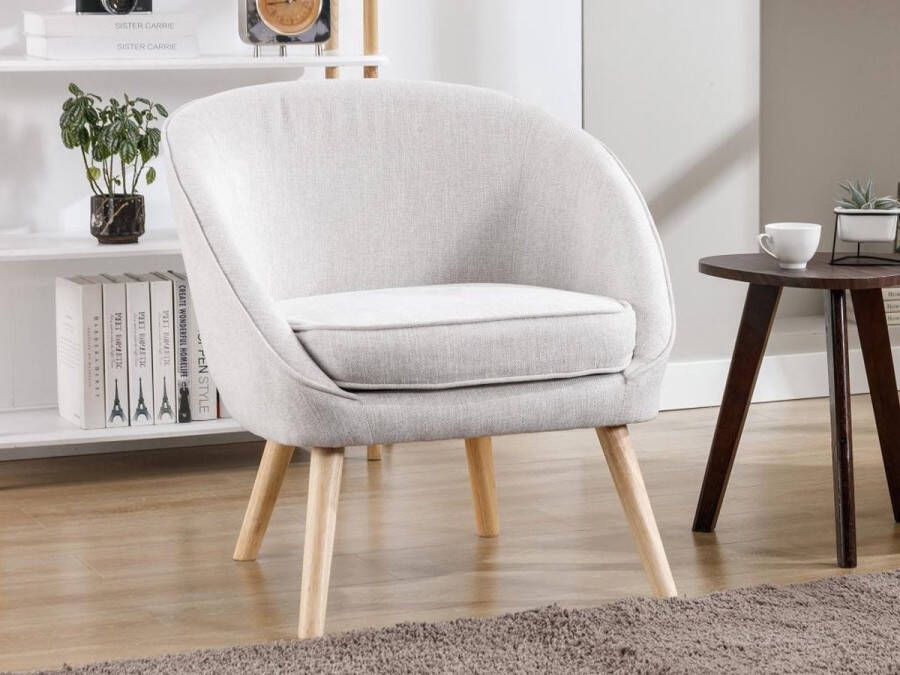 Vente-unique Fauteuil van lichtgrijze stof LINDALE L 72 cm x H 77 cm x D 68 cm - Foto 2