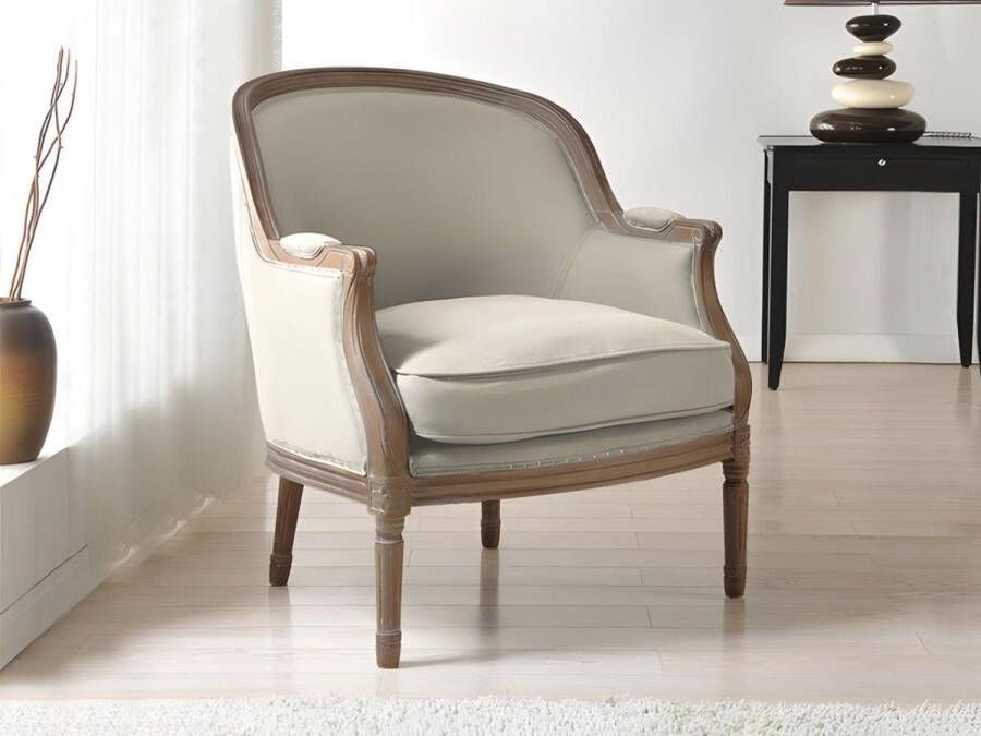 Vente-unique Fauteuil van linnen ALIENOR beige L 72 cm x H 89.5 cm x D 78 cm