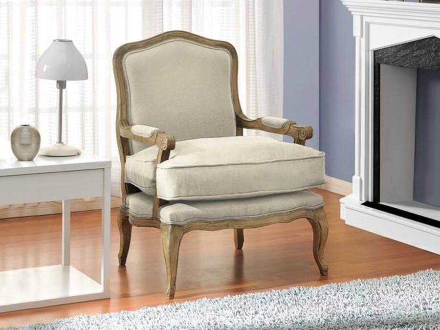 Vente-unique Fauteuil van linnen MAHAUX Beige L 73 cm x H 96 cm x D 67 cm