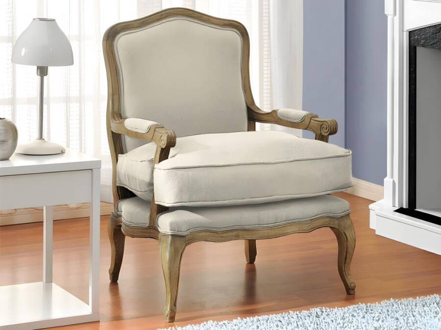 Vente-unique Fauteuil van linnen MAHAUX Beige L 73 cm x H 96 cm x D 67 cm