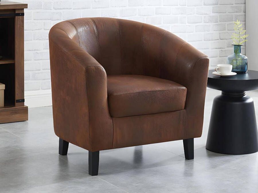 Vente-unique Fauteuil van microvezel Oud bruin CRISTOBAL II L 78 cm x H 76 cm x D 71 cm - Foto 2