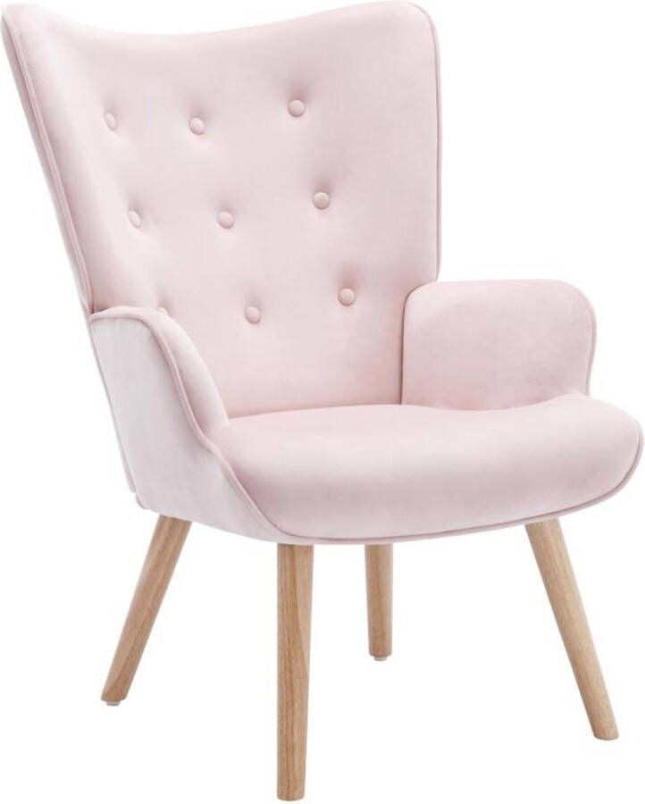 Vente-unique Fauteuil van roze velours VATELY L 69 cm x H 95.5 cm x D 78 cm - Foto 2